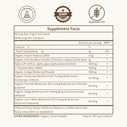 Kaizen Coffee - Premium Organic Coffee with Mushrooms, Nootropics, Sea Moss and Cacao